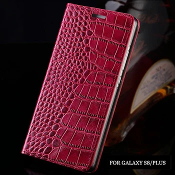 

LANGSIDI Mobile phone case genuine leather flip cover for galaxy s8 crocodile Flat texture full cover For Samsung Galaxy s8plus