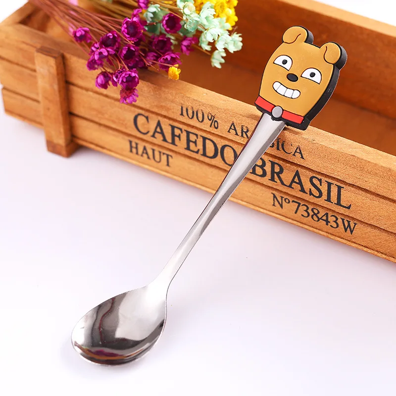 1 шт. мультяшная силиконовая ручка из нержавеющей стали перемешивание кофе ложка модная маленькая чайная ложка Милая Мини-ложка для мороженого - Цвет: Type4