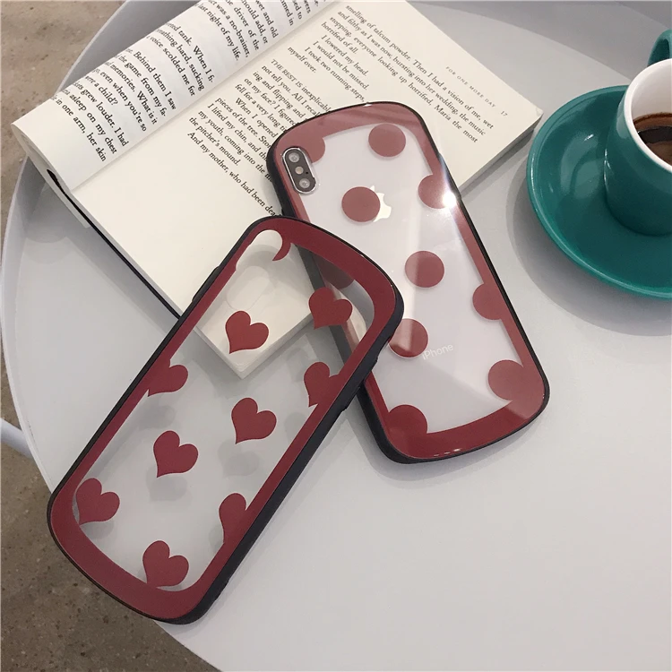Модный винный Красное сердце любовь Arc чехол для телефона iphone XS Max XR X 6 7 8 Plus твердый стеклянный прозрачный Модный чехол