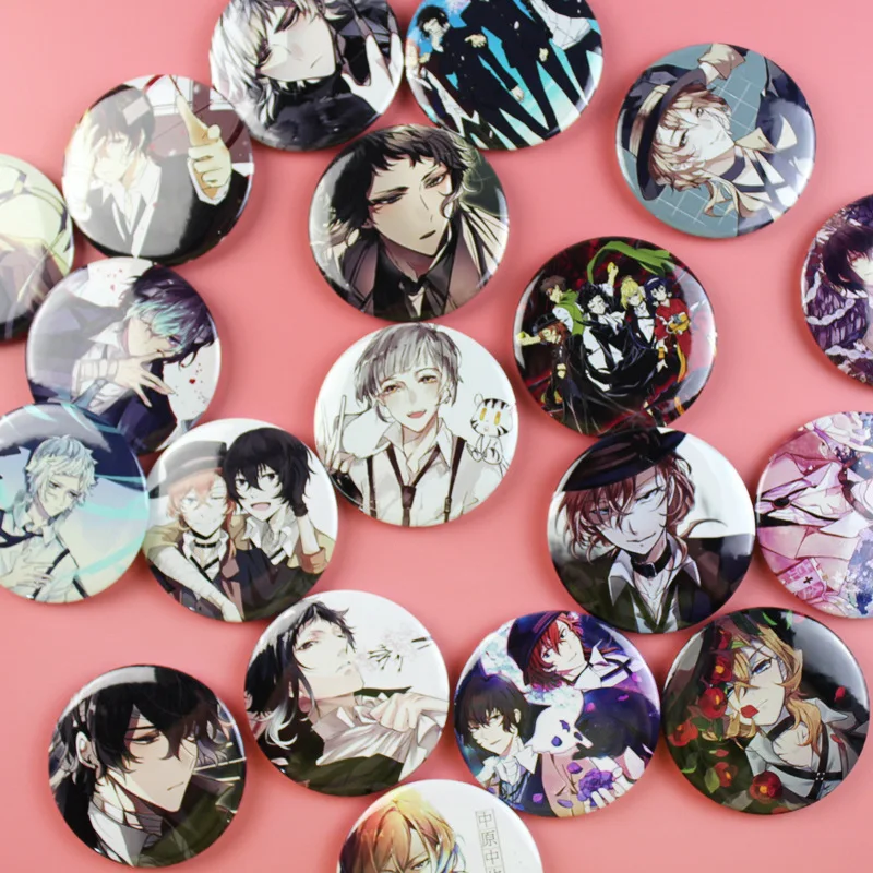 Anime Bungou Stray Dogs Badges on a Backpack Dazai Chuuya Icon Pins Badge Decoration Brooches Metal Badges For Clothes DIY Gifts