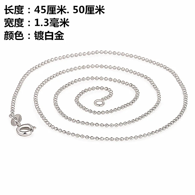 

Plated 925 Silver Jewelry Simple Versatile Italy Machine-made Bead Necklace Fine-Sweater Chain Buddha Beaded Necklace