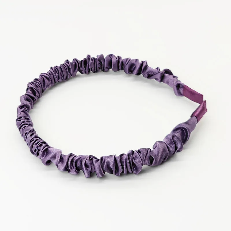 1,4 cm Satin Plissee Stirnbänder Mädchen Dünne DIY Haarband Einfarbig Kunststoff Haar Hoop für Frauen Vintage rutschfeste Haar Zubehör – Detail 15