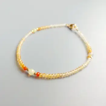 

LiiJi Unique Fire Opal Sparkling Bracelet Genuine Natural Stone Goldfilled Delicate Bracelet For Women