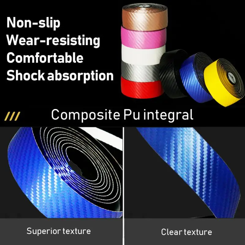 MOTSUV Road Bicycle Handlebar Carbon Fiber Pattern EVA PU Bar Tapes Soft Cycling Damping 2 Bar Plug Non-slip Shock Straps bike handlebar tape bicycle handlebar strap