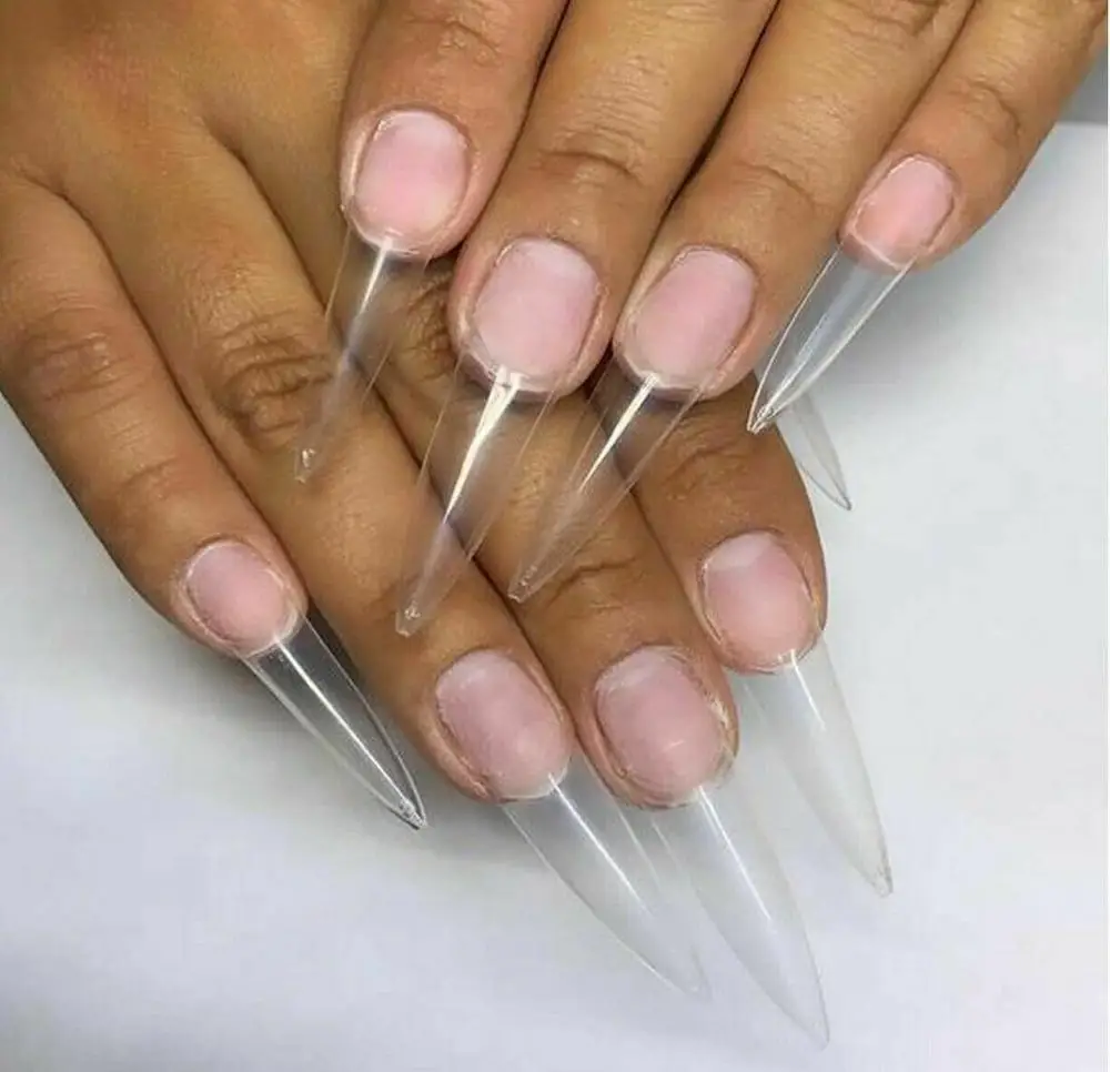 600pcs Bag Extra Long Half Cover Stiletto Easy Coffin False Nail Tips Clear Tip Nails Acrylic Manicure Tool False Nails Aliexpress
