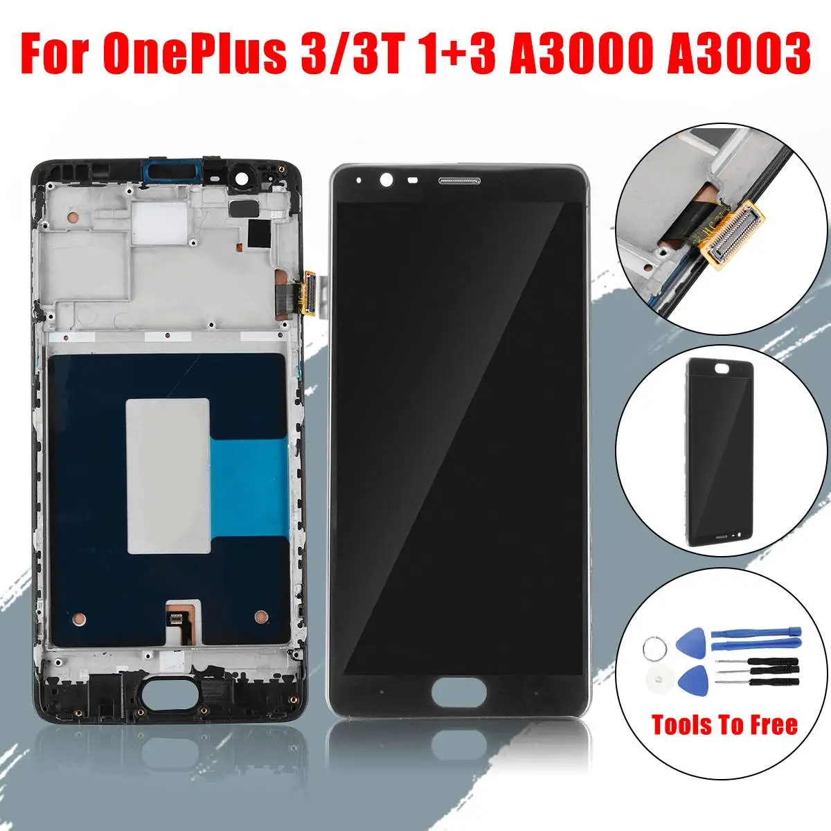 

LEORY 5.5 Inch LCD Display+Digitizer Touchs Screen Assembly Replacement+ Tools For Oneplus Three 3 for A3000 A3003 w/Flex Cable