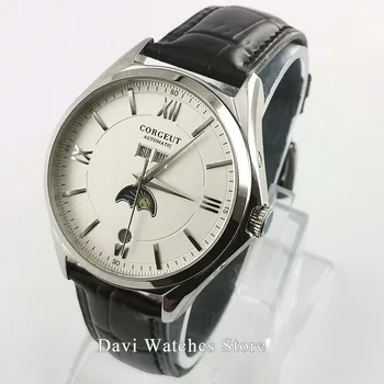 

Corgeut 41MM Mens Watch White/Blue Automatic Mechanical Wristwatches Waterproof Stainless Steel Case Men Watch Clock