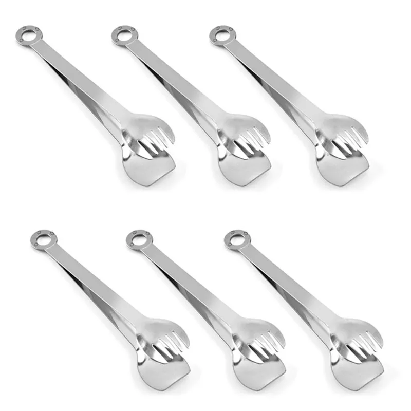 6Pcs Ice Tongs Premium Sugar Stainless Steel Kitchen Tong Mini Food Bread Serving Clip Party Bar Accessories | Дом и сад