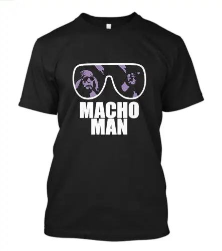 New Macho Man Logo Short Sleeve Men'S Black T-Shirt Size S-3Xl |