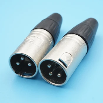 

10Pcs Nickel Plated 3Pin Xlr Audio Microphone Connector YS136N Cannon Male Plug High Quality Xlr Connector Adapter Plug Silver