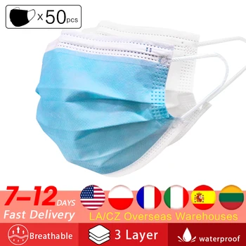 

50PCS Disposable Face Mouth Mask Mask Breathing Masks Safety Mask Elastic Face Mask Non-woven Filter Mouth Mask White Mask