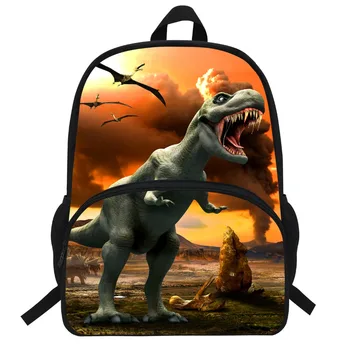 

16-Inch Children Animal Bag Dinosaur Backpacks For School Boys Girls Printed Tyrannosaurus Backpack For Kids Students