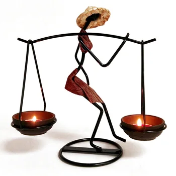 

Creative Candlestick Candle Holder Metal Iron Girl Skirt Cloth Straw Hat Figurines Craft Hotel Home Decoration Gift Ornaments