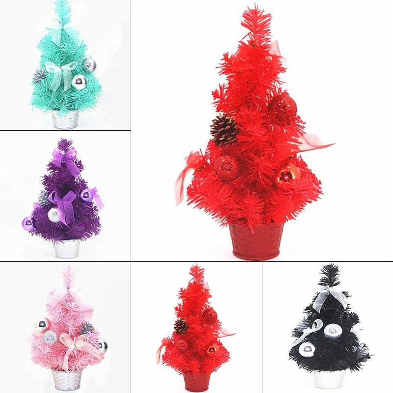 

30cm Christmas Tree Decorations Mini Tree Festival Ornaments Decorations Tree For Home Artificial Tabletop Xmas Tree black pink