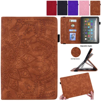 

For Amazon HD8 HD 8 Plus Classic Flower Leather Cover For Amazon Kindle Fire HD8 HD 8 Plus 2020 2018 2017 2016 2015 Cover Cases