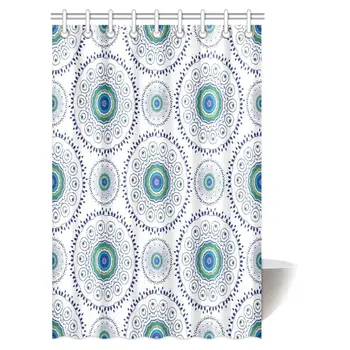 

Feather Peacock Shower Curtain Home Decor, Indian Floral Mandala Form Made with Digital Folded Radiant Forms Boho Bathroom Set