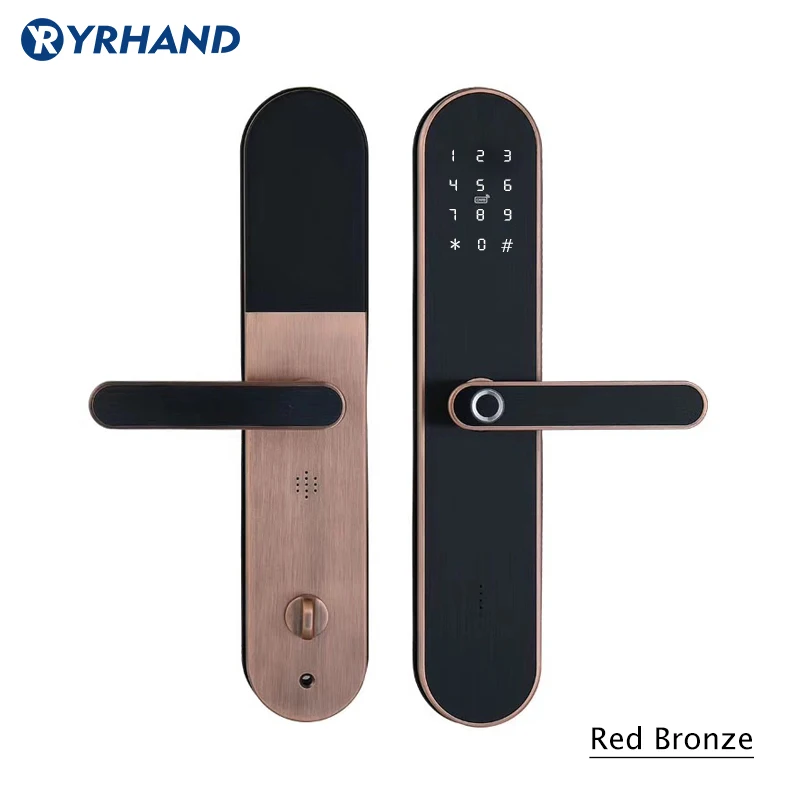 Смартфон ttlock приложение управления Bluetooth, отпечаток пальца кодовый дверной замок для дома airbnb Офис школа отель - Цвет: RED BRONZE