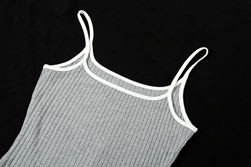 Autumn Women Bodycon Sheath Dress Sexy Knitted Cotton Spaghetti Strap Sleeveless 2019 Casual Slim Midi Dress Black White Gray  (23)