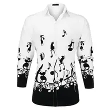 Мужские рубашки на Хэллоуин, новые рубашки с принтом музыкальных символов, Мужская одежда, повседневная приталенная мужская блуза с длинными рукавами, топ poleron hombre