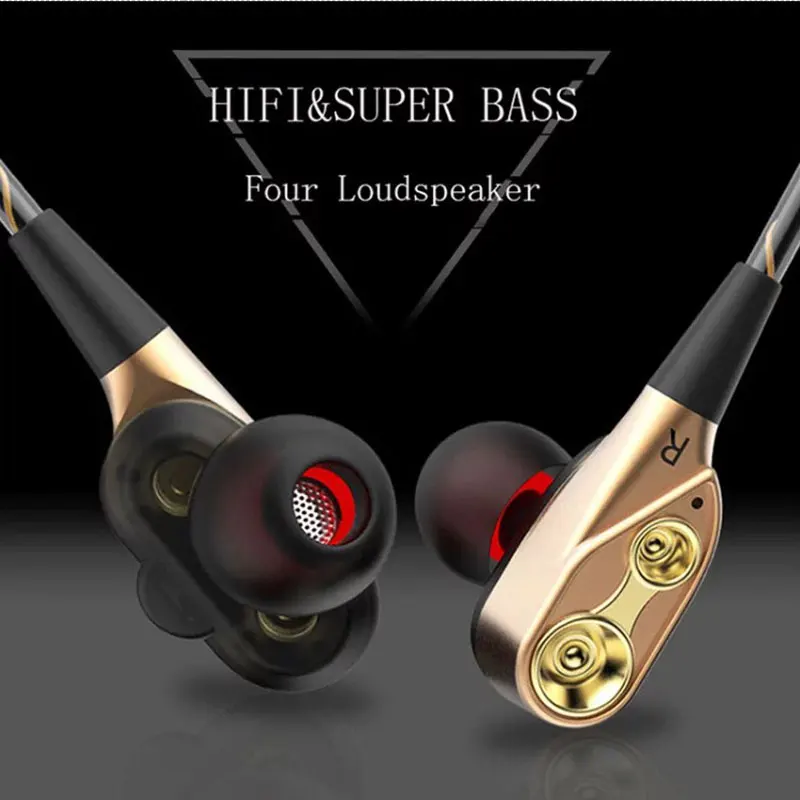 

Dual Drive Stereo Wired Earphone In-ear Headset Earbuds Bass Earphones For IPhone Samsung 3.5mm Sport Gaming Headset With Mic
