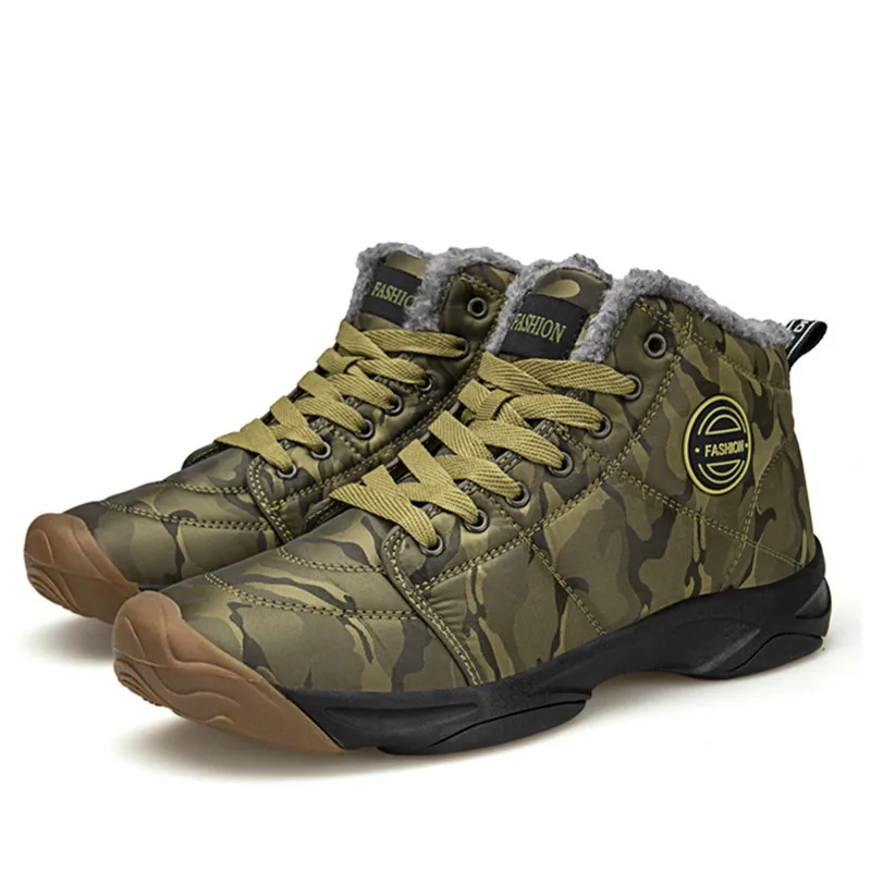 SENTA зимние мужские кроссовки водонепроницаемые теплые плюшевые зимние ботинки камуфляжные кроссовки уличная спортивная прогулочная обувь мужские Zapatillas - Цвет: Золотой