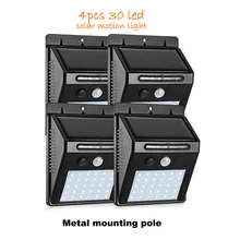 4 шт. Солнечный светодиодный фонарь Солнечная лампа датчик движения водонепроницаемый наружное освещение украшения уличные фонари безопасность беспроводной Wal