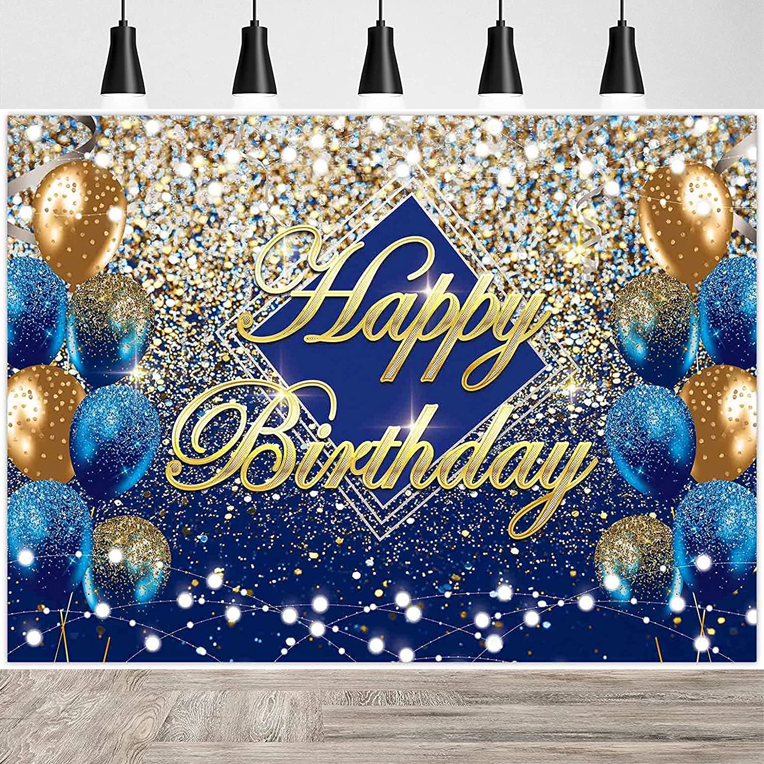 Royal Gold Happy Birthday Party Photography Backdrop Blue Silver Glitter  Background Men Women Bday Supplies Decoration - Backgrounds - AliExpress