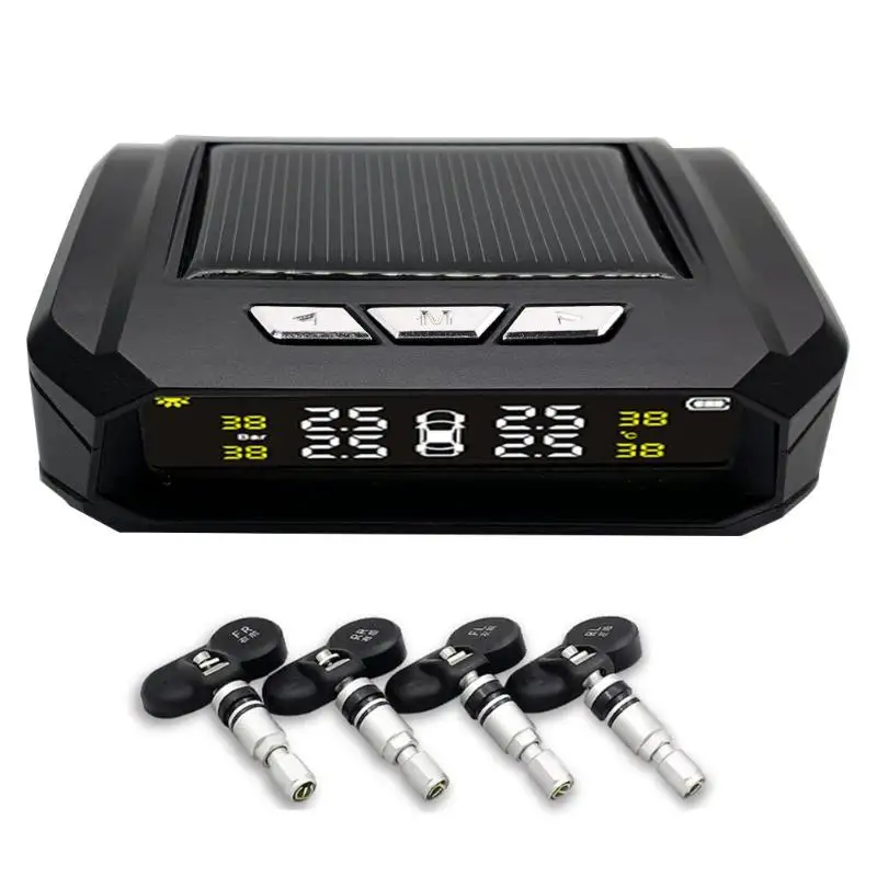 AN-05 солнечный автомобиль TPMS ЖК-дисплей монитор давления в шинах Система экономии топлива четыре колеса одновременный тест с 4 датчиками - Цвет: Built in