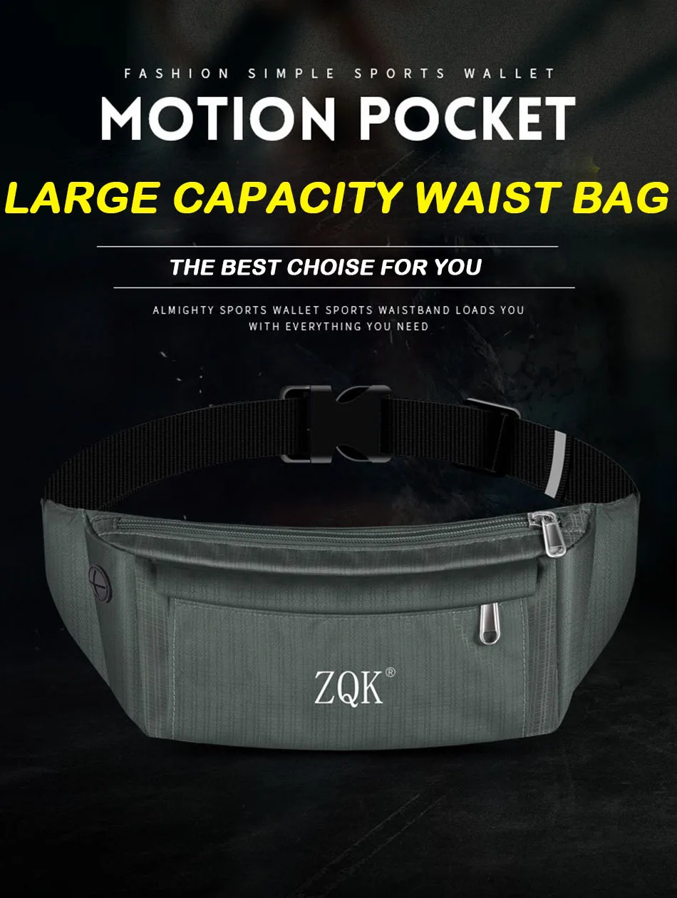 Multifunction Hip Pouch For Women Men Waterproof Wear Resistant Solid Waist Bag Sports Running Belt Bag