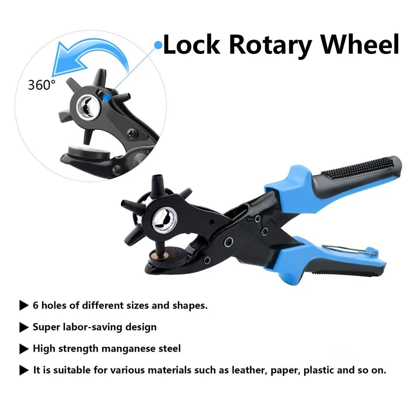 6 Holes Punch Plier Hole Punching Machine Round Hole Perforator Tool Make Hole Puncher For Watchband Cards Leather Belt