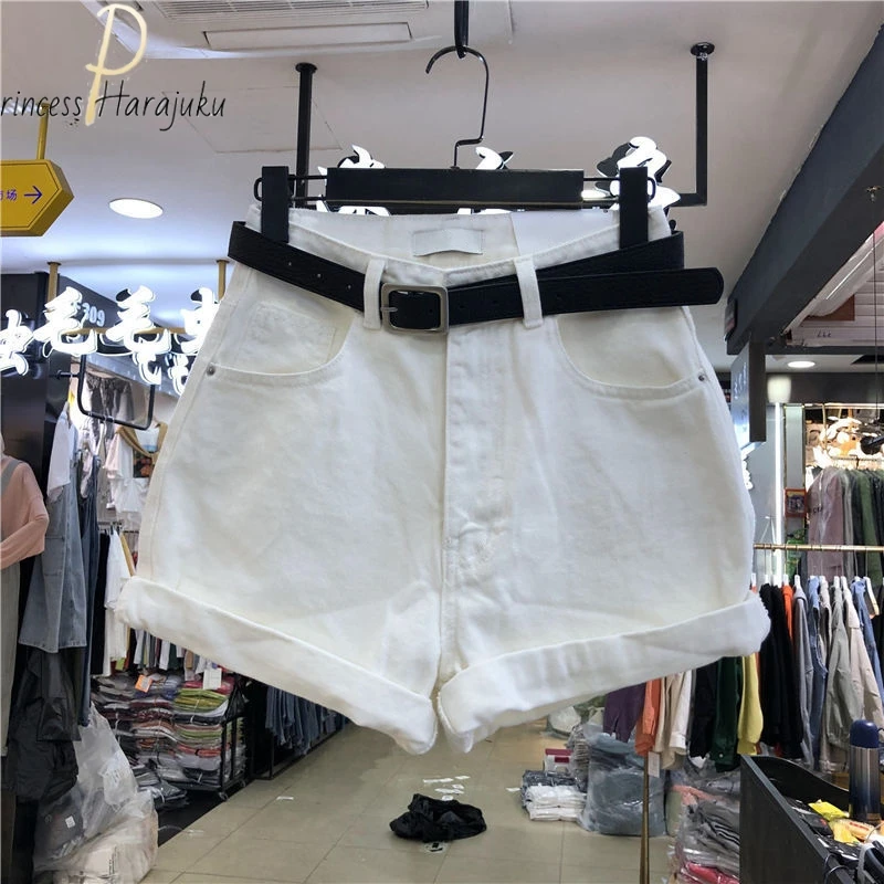 Women's Denim Tight Vintage Shorts Classic High Waist Blue Wide Leg Female Summer Caual Ladies Shorts For Women Jeans 2