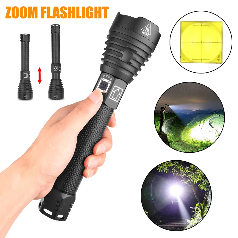 

2019 New product LED Flashlight USB Rechargeable Zoomable Torch Light Power Display for Outdoor Camping Fishing J8 #3