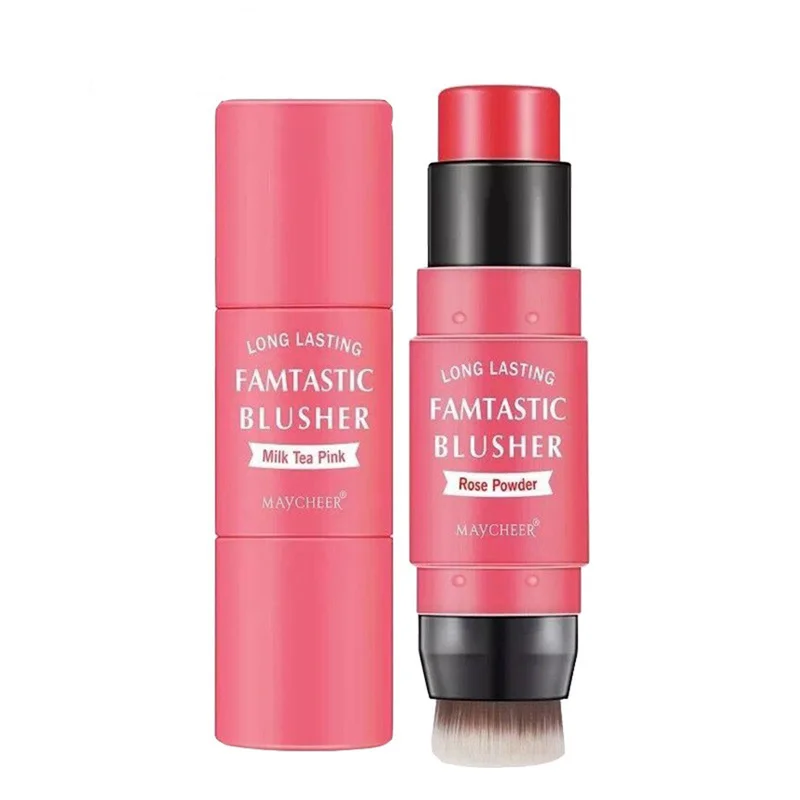 Fashionable Double Head Blush Stick with Moisturizing Brush Head Easy Brighten Smooth and Smooth Skin Color Blush Makeup