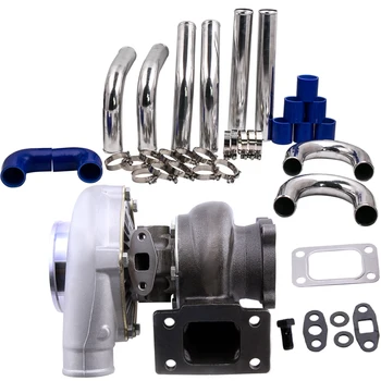 

GT30 GT3037 Turbo T3 .60 A/R Water Cool + 2.5" 63mm Intercooler Pipe Piping Kits