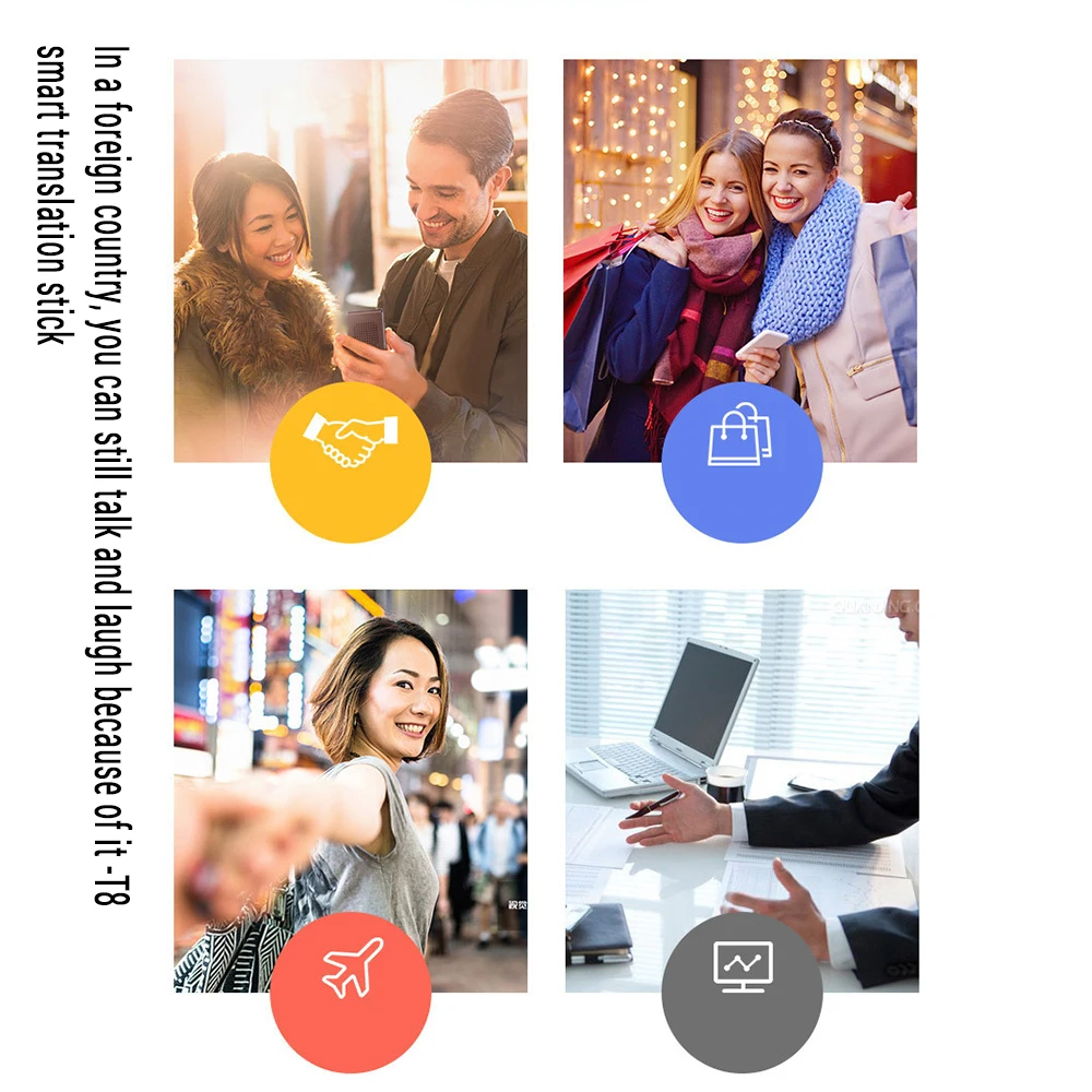 Portable T8 Smart Voice Speech Translator Two-Way Real Time 30 Multi-Language Translation For Learning Travelling Business Meet