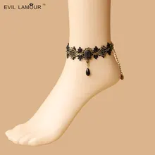 Южно-корейский стиль Ретро Черное кружево женский ножной браслет кольцо на лодыжки Европа и Америка ноги украшения аксессуары FL-25