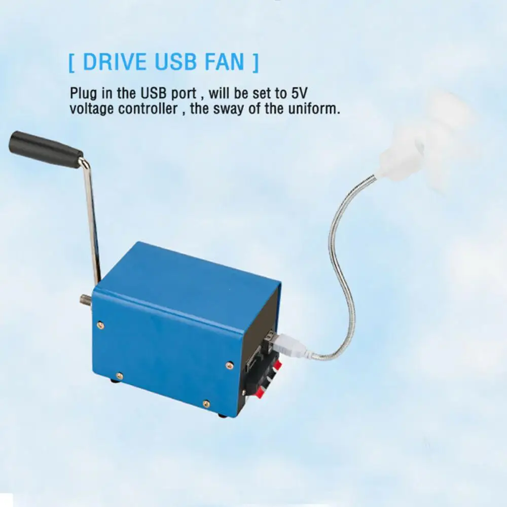 

Portable High Power Dynamo Charger Emergency Hand Crank USB Generator 20DC04