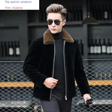 Зимнее теплое пальто на утином пуху, куртка из меха ягненка, пальто из натурального меха, куртка с воротником из натурального норки, Veste Homme 1815 YY325