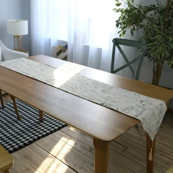 

American-Style Printed Letter Hotel Model Room Table Runner Home Table Towel