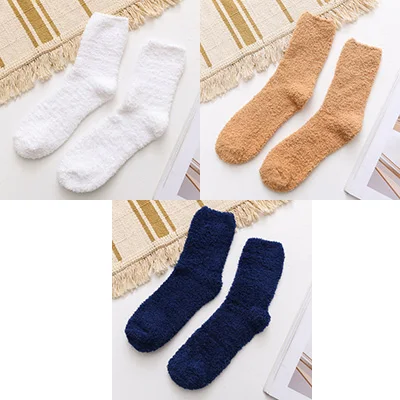 Jerrinut/мужские зимние теплые носки; повседневные модные однотонные Мягкие плотные носки для сна; пушистые коралловые бархатные махровые носки-тапочки; 3 пары - Цвет: 19
