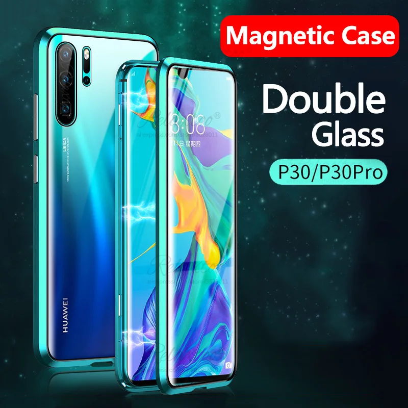 

Magneto Magnetic Adsorption Metal double Glass Case for Huawei p30 lite p30 pro Cases Cover for huawey p 30 p30lite p30pro Case