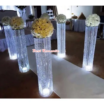 

10PCS/lot acrylic crystal wedding centerpiece 27.5 inch tall flower stand Table decor wedding supply Wedding decorations Hotel