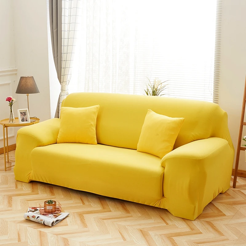 

Yellow/ Pink/green Elastic Cover Couch Cover Tight Wrap Slip-resistant for Living Room Couch Cover L Shape Armchair 1/2/3/4 Seat