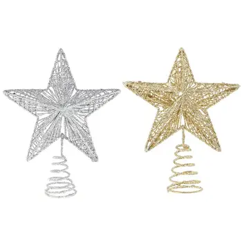 

2pcs Christmas Topper Iron Star Tree Topper Exquisite Adornment For Xmas Party Decoration