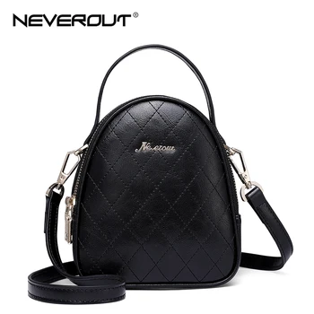 

NEVEROUT Women High Quality Leather Shoulder Sac Solid Zipper Mini Messenger Bags Small Phone Bags Top-Handle Crossbody Handbag