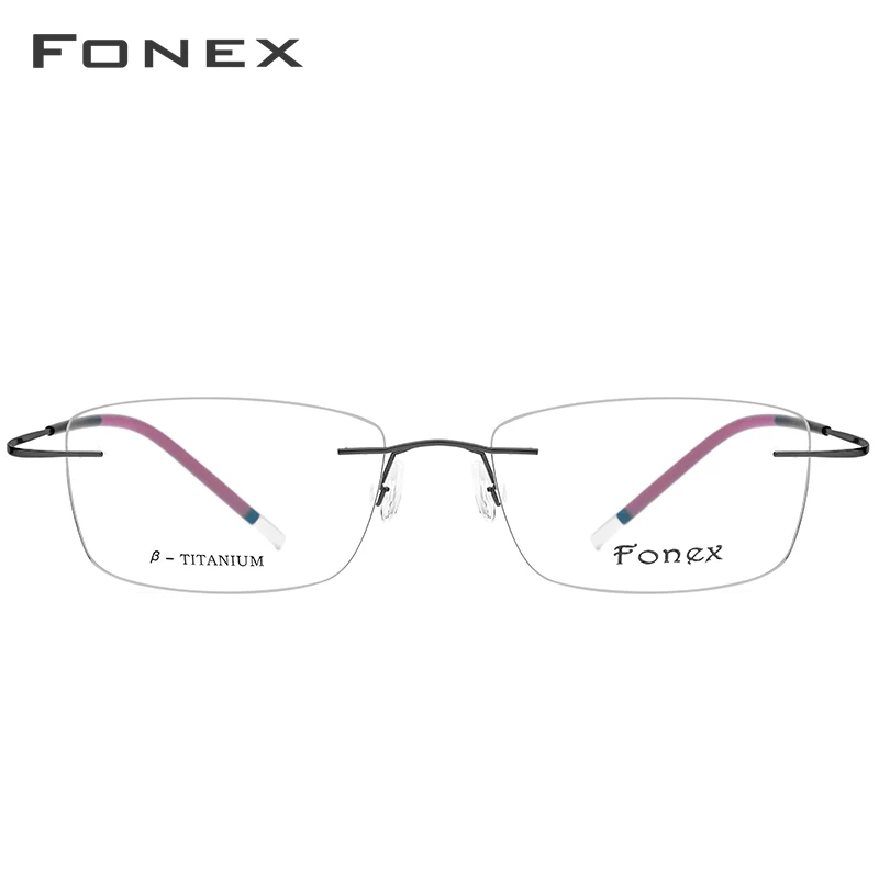 Cheap FONEX B Pure Titanium Rimless Optical Glasses Men Women Frameless Prescription Eyeglasses Frame Ultralight Myopia Eyewear
