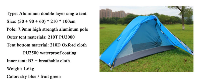 FLYTOP High Strength Ultralight Aluminium Alloy Pole Camping Tent 1 Person Double Layer Waterproof Tent for Mountain Trip (19)