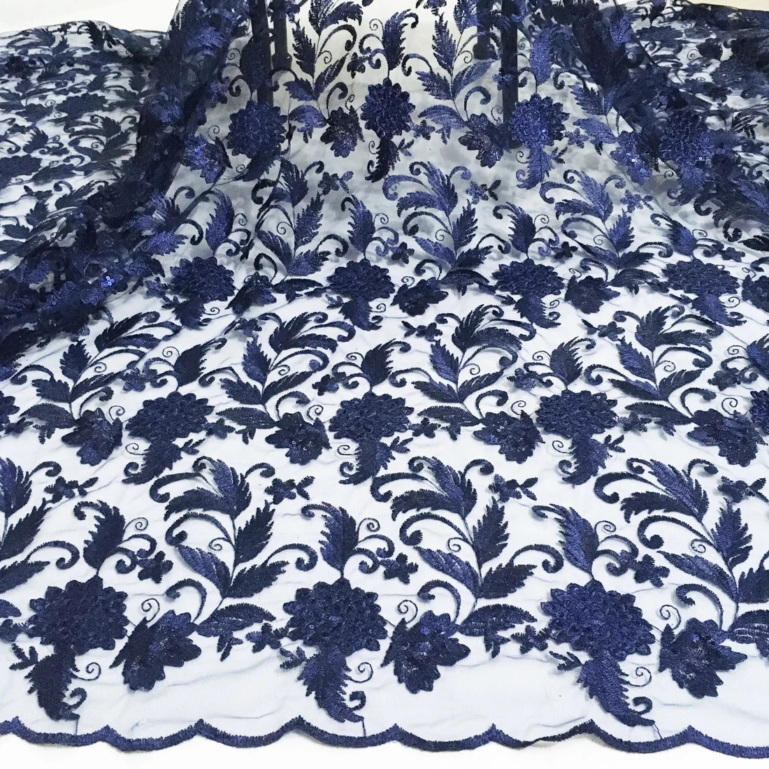 

Navy blue African Laces Embroidered Nigerian Laces Fabric High Quality Dubai French Mesh Lace Fabric 5 Yards Yellow Wine KYX05B