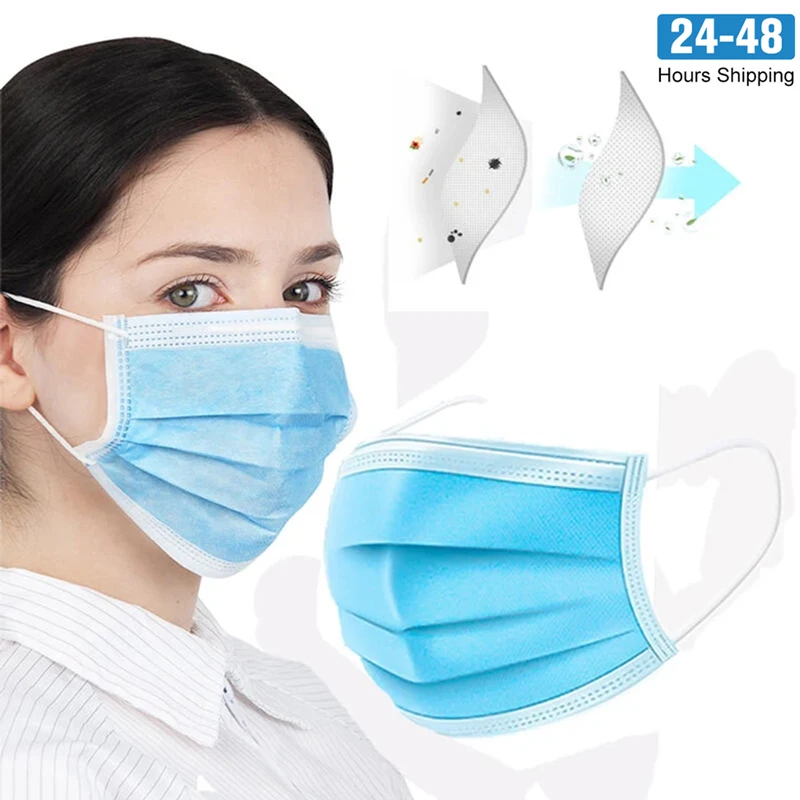 

50pcs Disposable Anti Dust Mask Daily Protective Mask Anti Fog Dust-proof Non-woven Melt Blown Three-layer Mask
