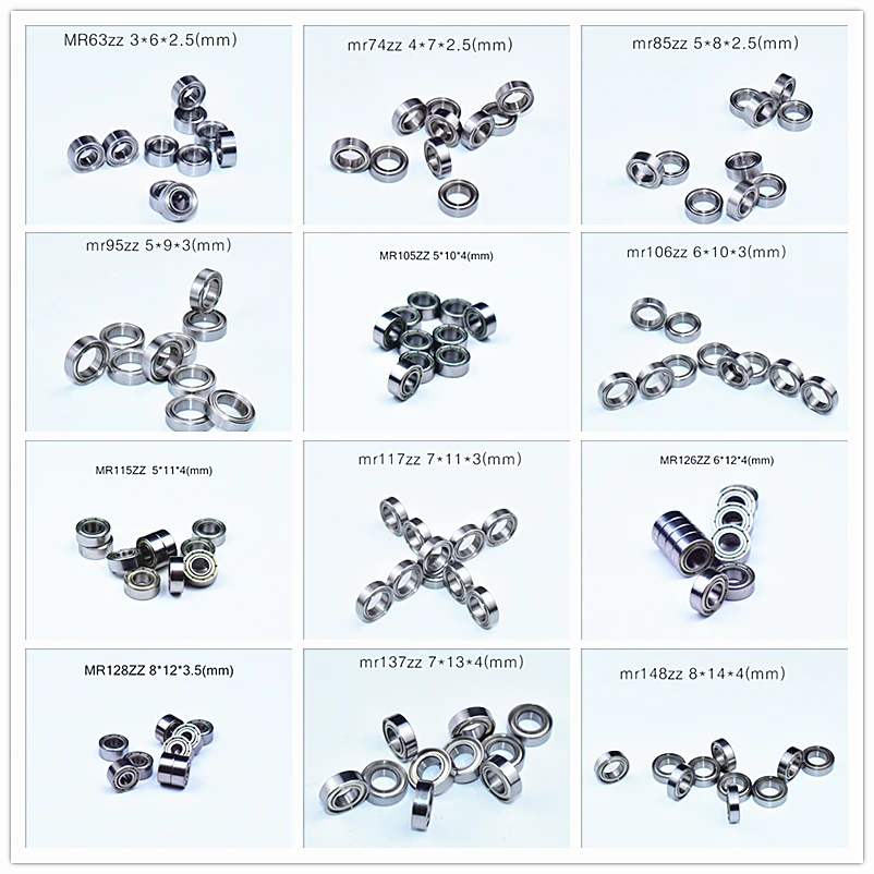 Rodamiento en miniatura con sello de Metal, rodamientos en miniatura de varios tamaños, 10 piezas, envío gratis, MR63, MR74, MR85, MR95-105-106-115-117-126-128-137-148